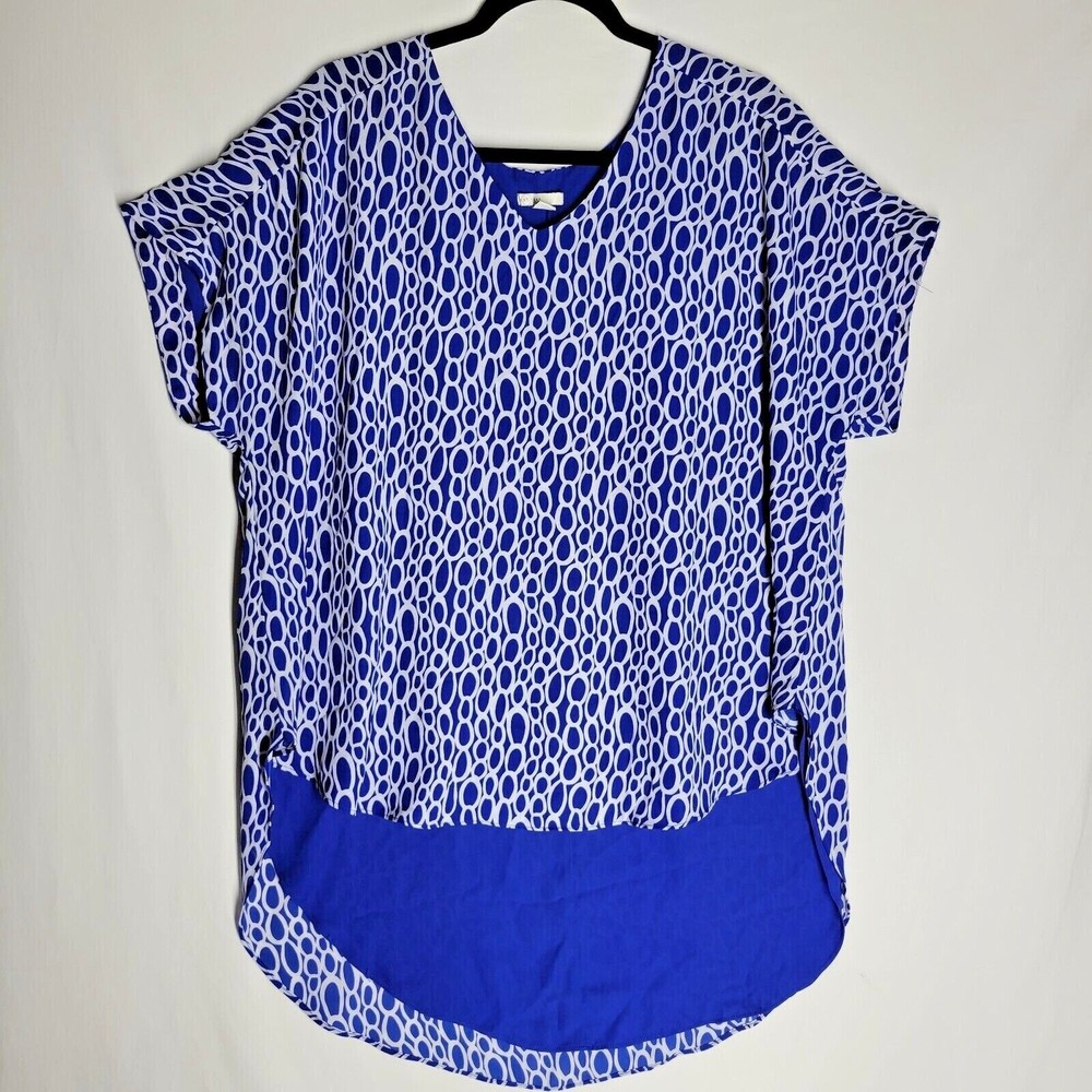 Cato Est 1946 Women's Blouse Blue Layers Drop Shoulder High Low Plus 18/20W